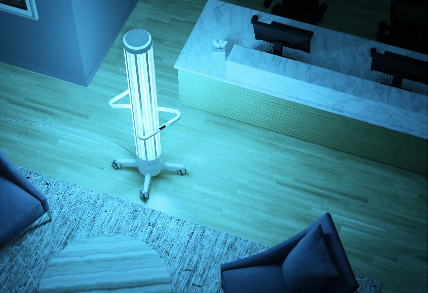 R-Zero UV-C Device in a lobby